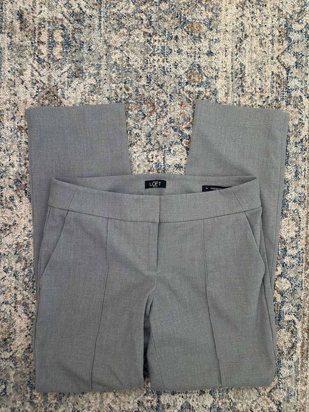 Ann Taylor LOFT Petites Marisa Straight Gray Dress Pants Size 4P